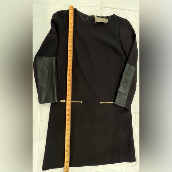 NWT JCrew Black Dress with Gold Accent Zippers and Faux Leather Cuffs - Picture 12 of 12